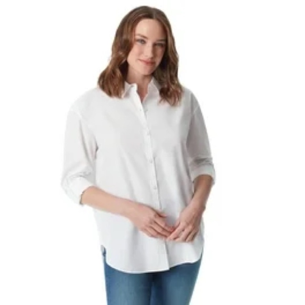 Edwards White Button-Up Shirt Long Sleeve Collared Business Casual Small